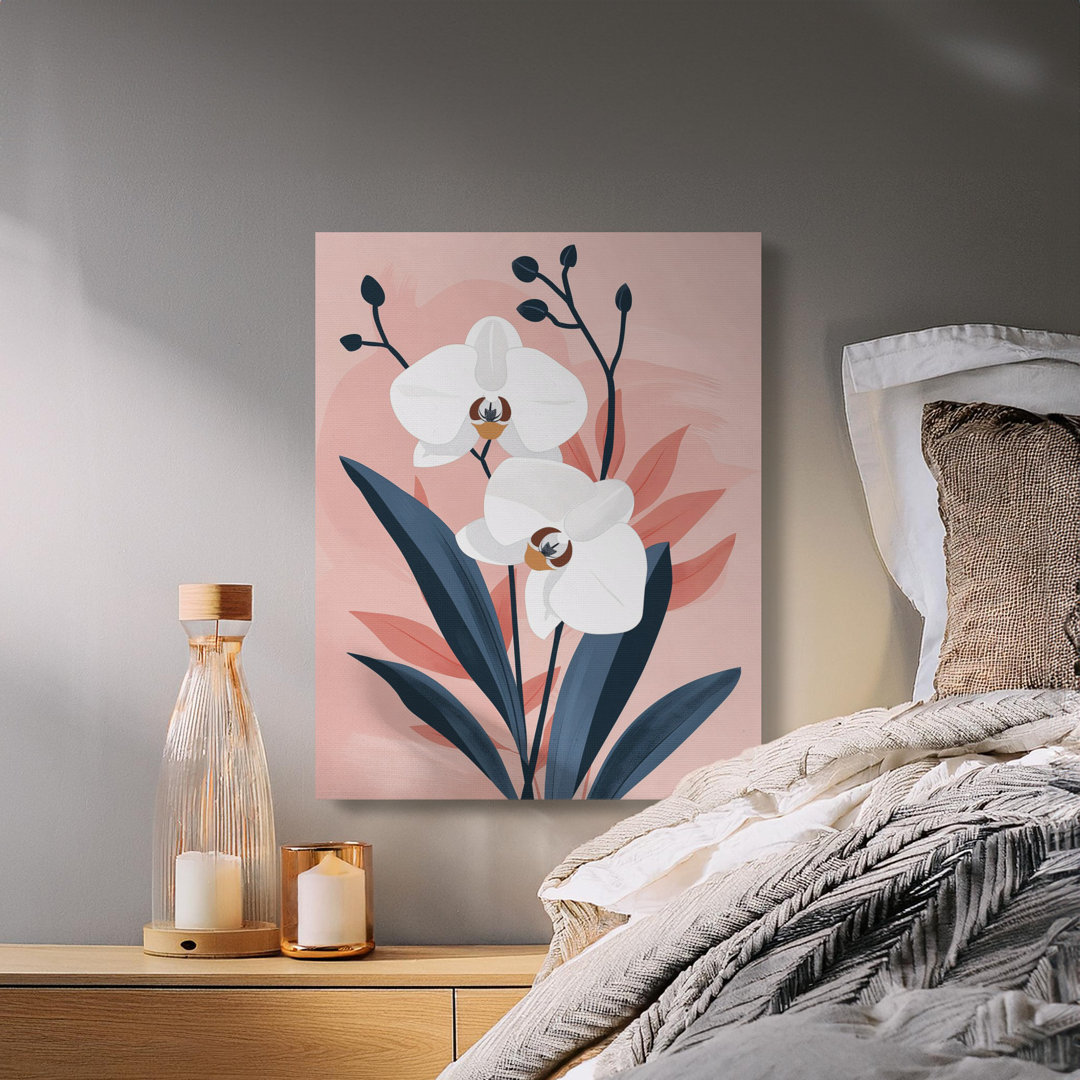 Blush Orchid Modern Floral Canvas Print