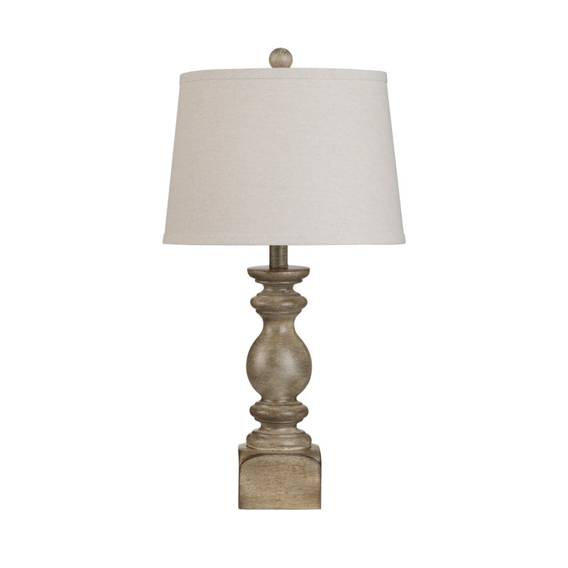 Set Of 2 With Light Undertone Resin Table Lamp With Shade, Oatmeal, Brown with a Light Undertone