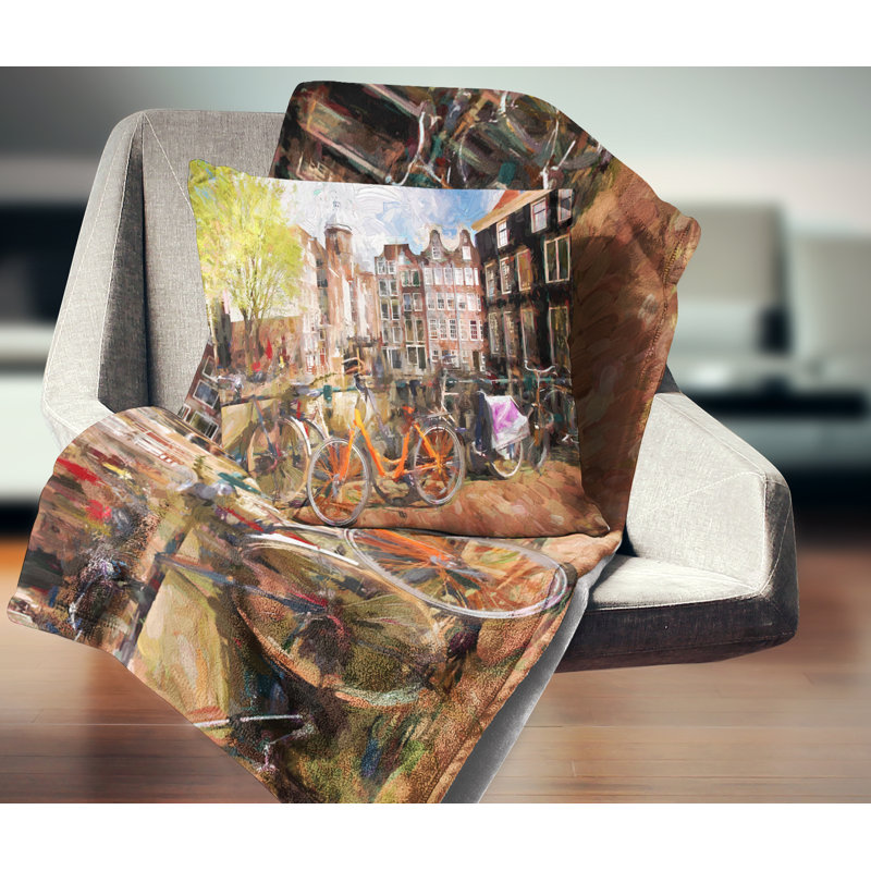 Coussin lombaire Landscape Amsterdam City, Carré, 16 po x 16 po