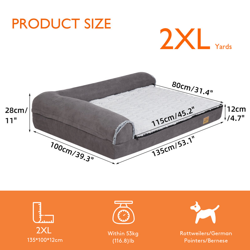 Ross Orthopedic Pet Bed, 28cm H x 135cm W x 100cm D