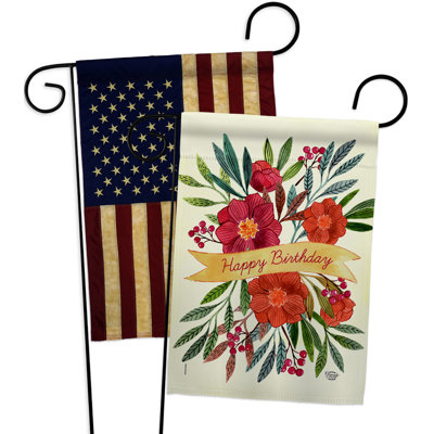 Double Sided 18.5'' H x 13'' W Polyester Birthday Garden Flag