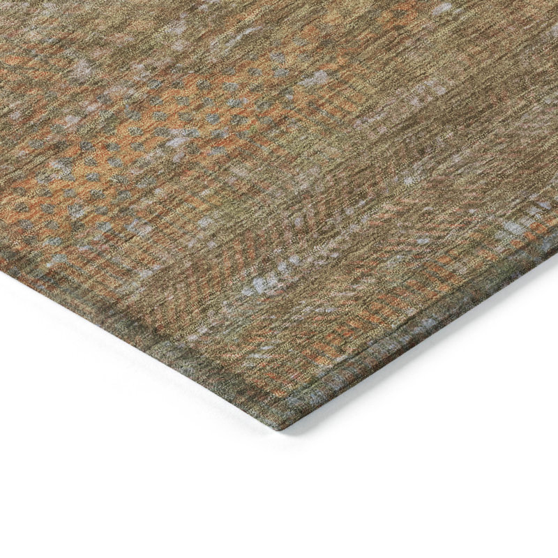 Tapis intérieur lavable rayé taupe et brun 8 pi x 10 pi