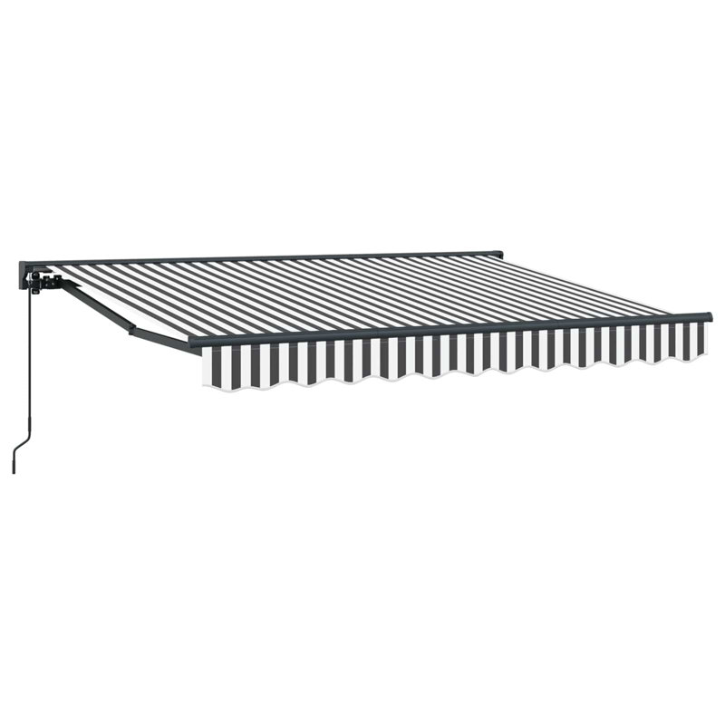 VidaXL Polyester Cover Retractable Patio Awning, Striped, 250cm W x 200cm D, White/Anthracite/Black