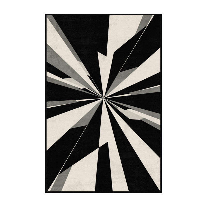 Machine Washable Aguayo New Years Modern & Contemporary Abstract Rug in Green – Black Binding, 2x3