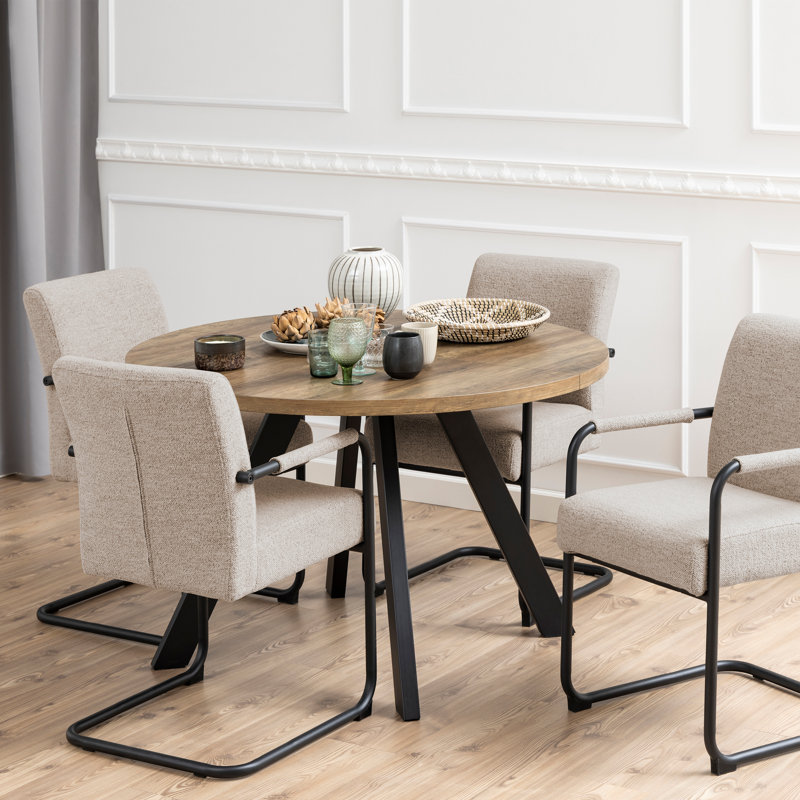 Anacarolina Extendable Round Metal Base Dining Table