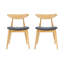 Ensemble de 2 chaises de salle à manger rétro en bois d'hévéa avec dossier ergonomique, coussins gris moelleux, finition bois naturel-46132371-46132380