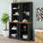 2-Piece Tall Freestanding Cabinet Set With Walnut Top, Open Storage, Display Bookcase With Anti-Tip Device-1292828267