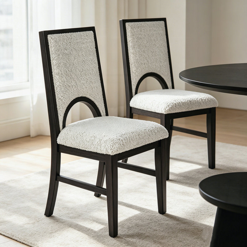 Chaises de salle à manger modernes avec siège et dossier rembourrés avec structure en bois et dossier arqué