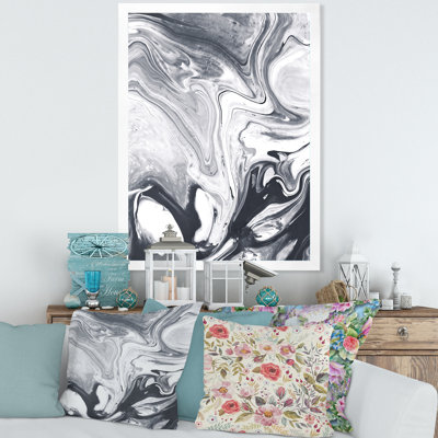 Art liquide noir et blanc - reproduction de cadre photo sur toile
