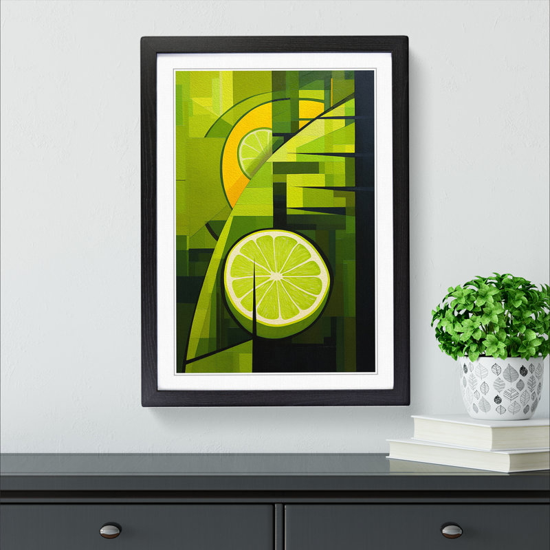 Lime Fruit Constructivism - Framed Print, Black, 34cm H x 25cm W x 2cm D