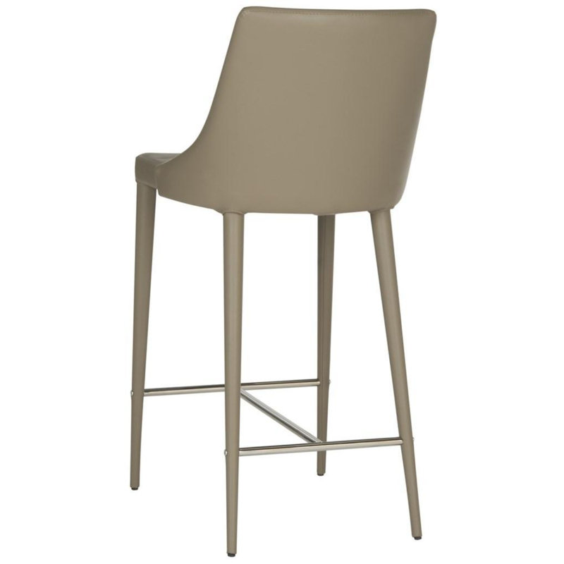 Taupe Leather Counter Stool with Chrome Legs (Set of 2)