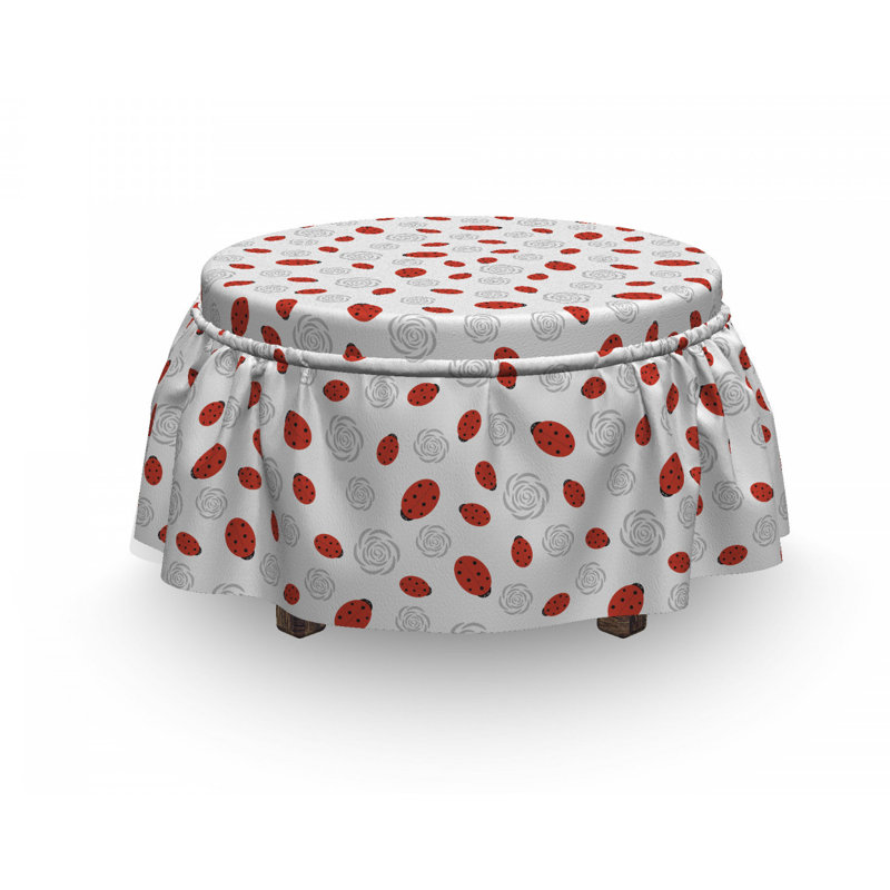 Ensemble de housse pour repose-pieds à coussins carrés de boîte 2 pièces coccinelles animal illsutration