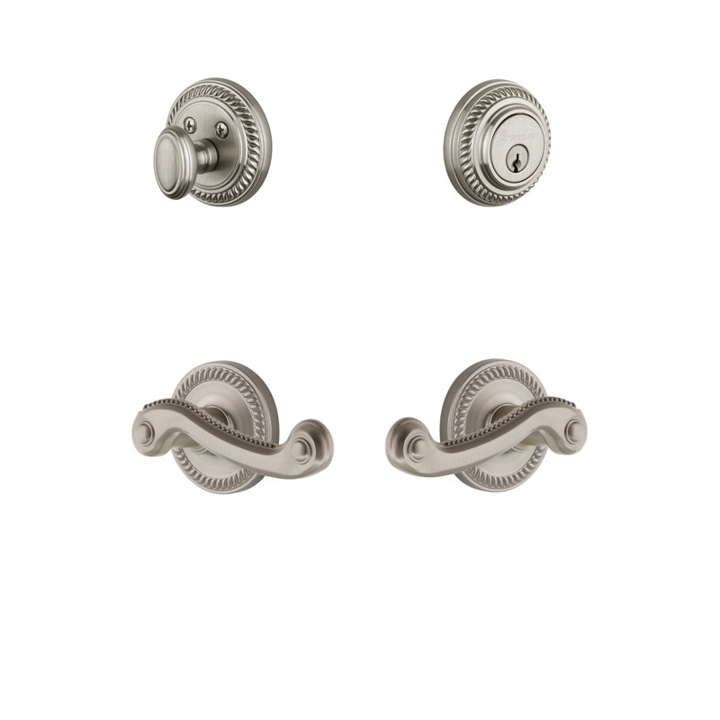 Newport Lever with Deadbolt, Satin Nickel