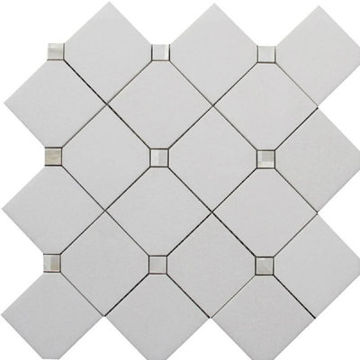 2.6" x 2.6" Thassos, Shell Marble Grid Mosaic Wall & Floor Tile