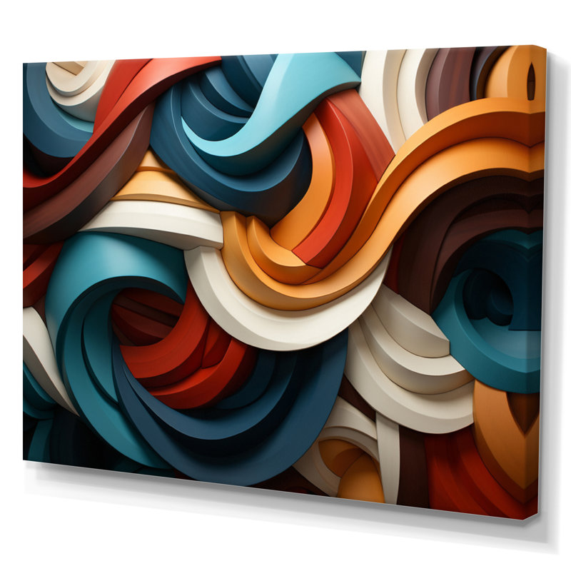 Geometric Snake Serpentine Grace III - Abstract Spirals Wall Art Living Room, 16" H x 32" W, Toile tendue