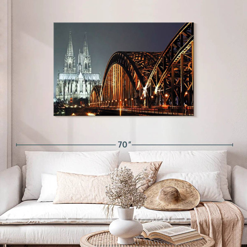 Pont vers la cathédrale de Cologne, H 30 po x l 45 po
