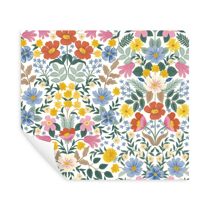 Bramble Garden 20" L x 27" W Peel and Stick Wallpaper Roll, White