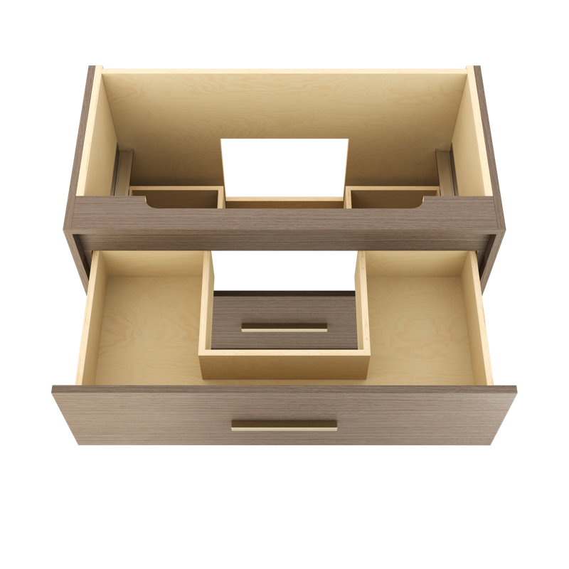 Rift White Oak Two-Drawer Single Bath Vanity, Natural Weathered, Satin Gold, 42"
