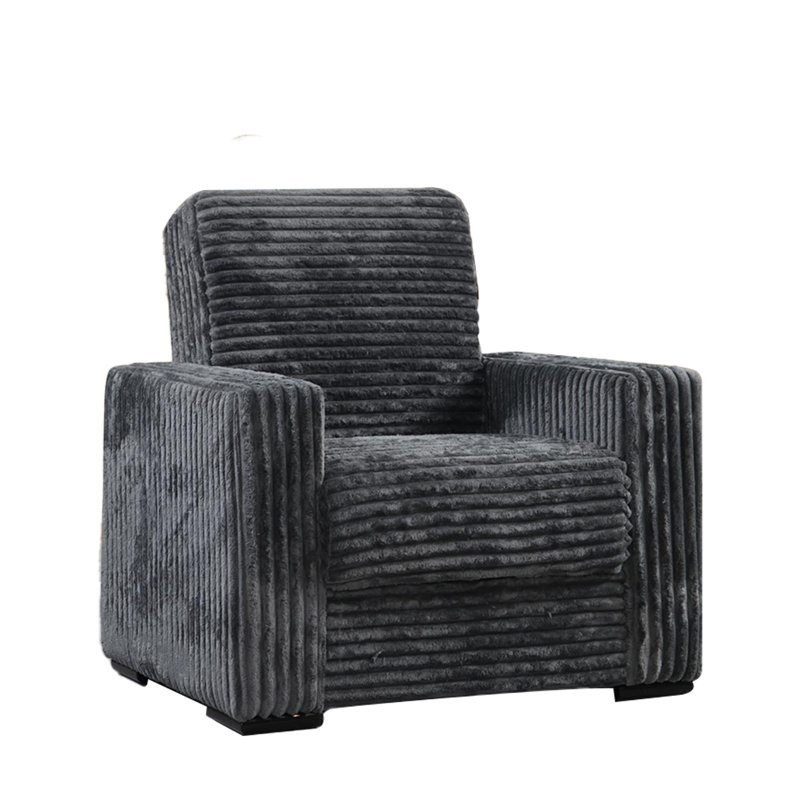 Fauteuil Monet, Noir, Velours côtelé gris