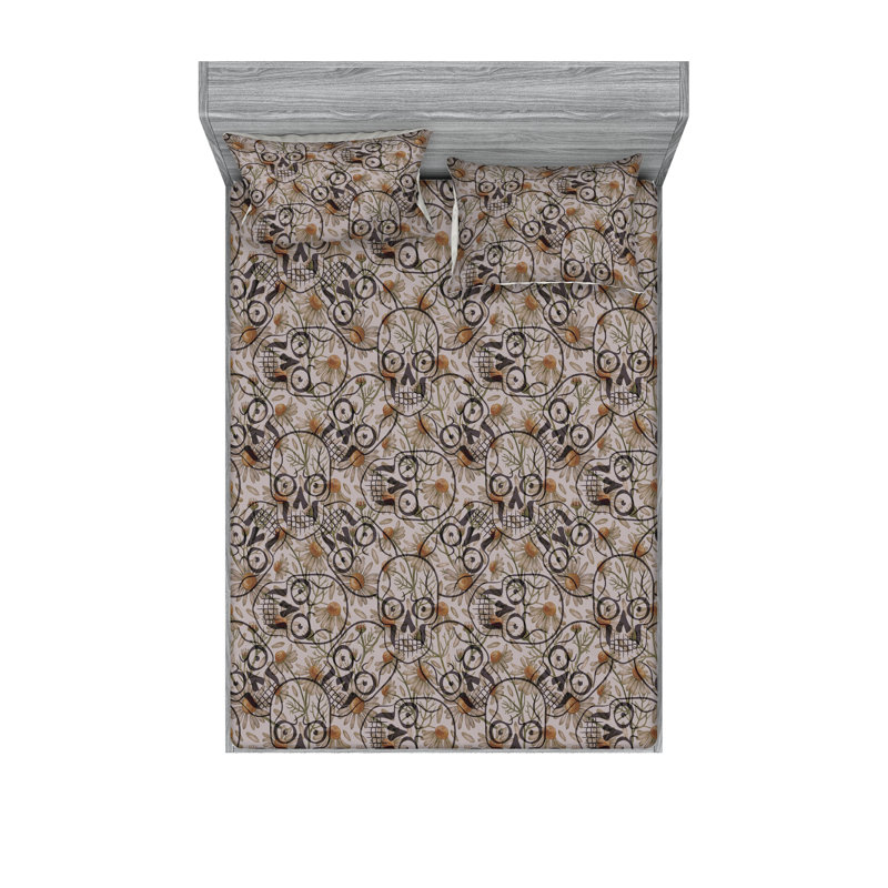 Drap-housse et taie décorative simple Ambesonne, Ensemble de draps pour grand lit avec 2 taies d'or