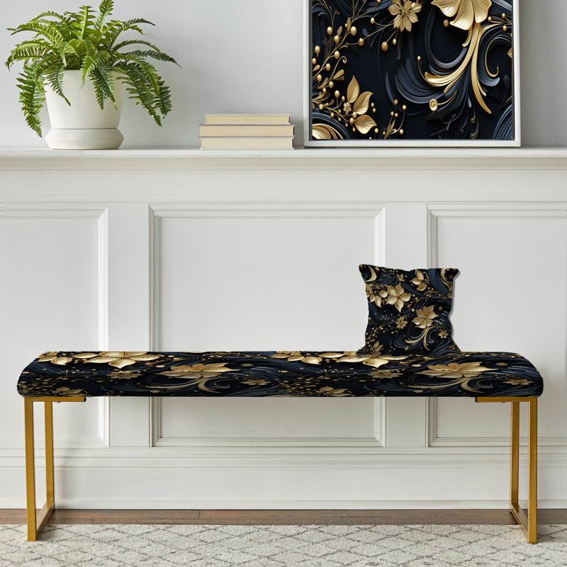Banc floral rembourré or, Paisley Filigree Gold And Black
