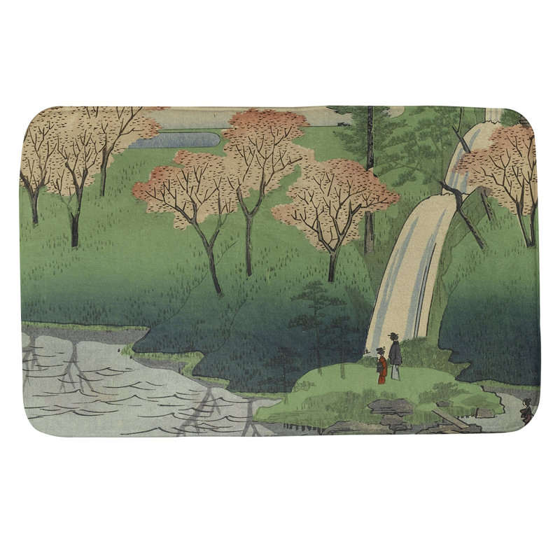 Tapis pour salle de bain chiyogaike étang, l 17 po x L 24 po, Beige / vert / pêche