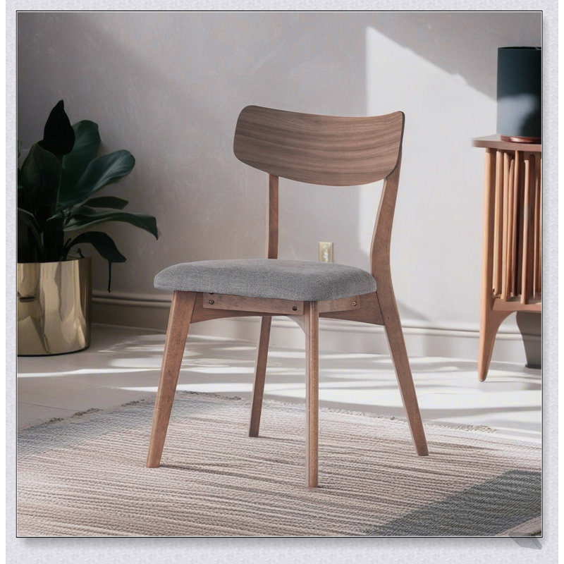 Chaises de salle à manger rembourrées Mid-Century avec cadre en noyer et sièges au design intemporel, gris foncé, Gris foncé