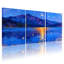 Abstrait ciel nocturne montagne lac reflets étoiles lune clair ensemble de 3 impressions sur toile-1852070935