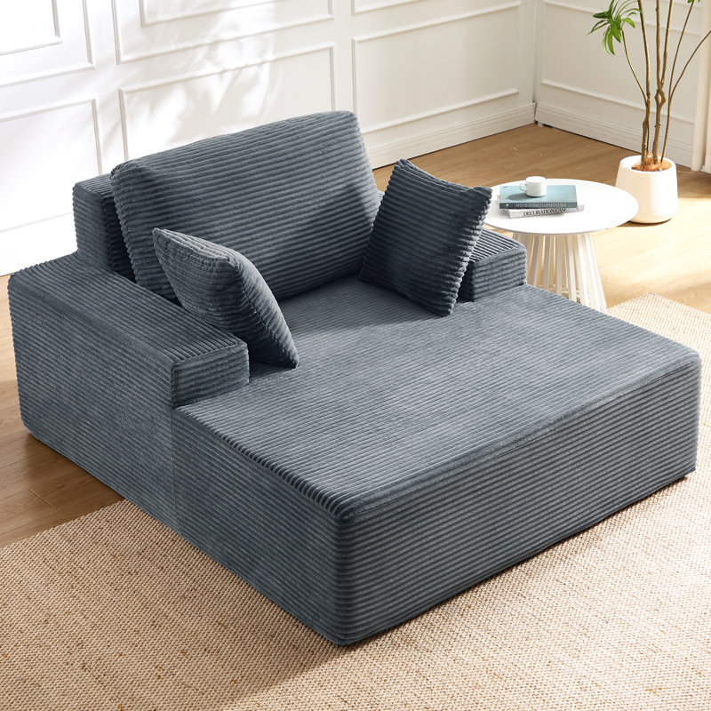 Upholstered Corduroy Sleeper Sofa Bed, Light Gray