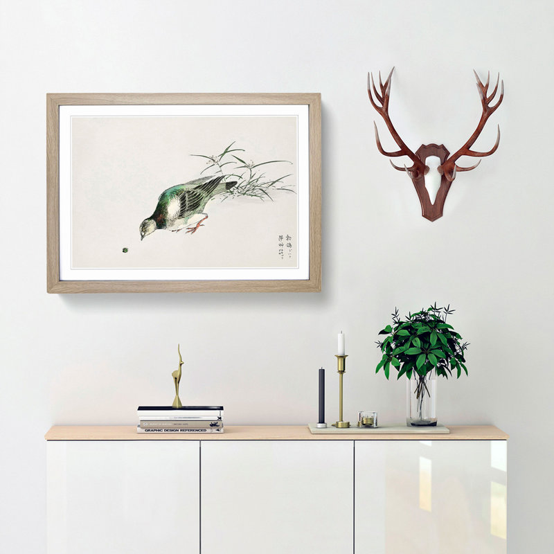 Eastern Turtle Dove by Numata Kashu - Picture Frame Painting Print, 48cm H x 65cm W x 2cm D, Oak Framed