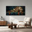Art mural sur toile Masques dorés et couronne de plumes avec perles turquoise-133390559