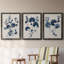Bleu marine et feuilles de lin II - ensemble de 3 peintures sur toile encadrées-1524676177-1524676207
