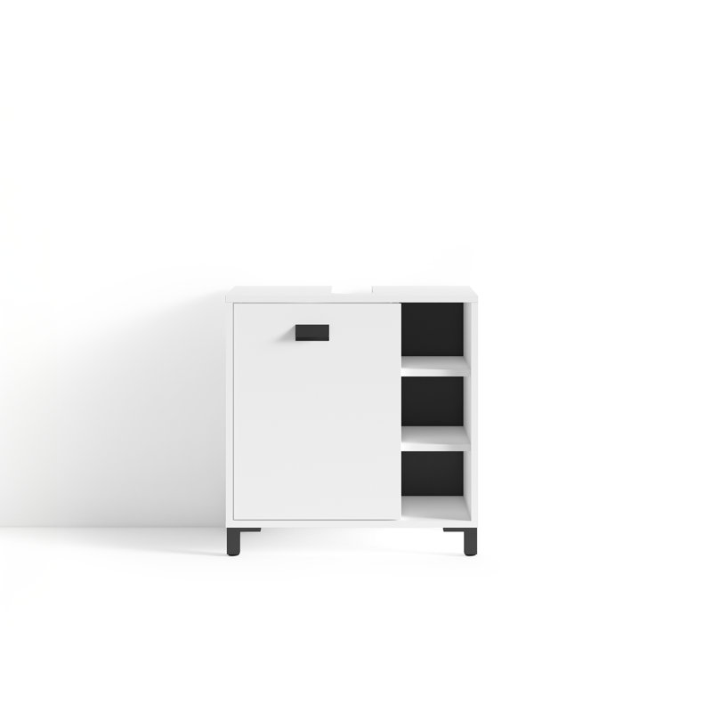 54.61Cm Single Bathroom Vanity Base Only in Brown, White