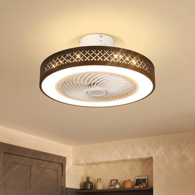 Ventilateur de plafond intelligent sans pales à 5 pales de 19,6 po avec télécommande et ensemble d'éclairage Blodgett (ensemble de 2)