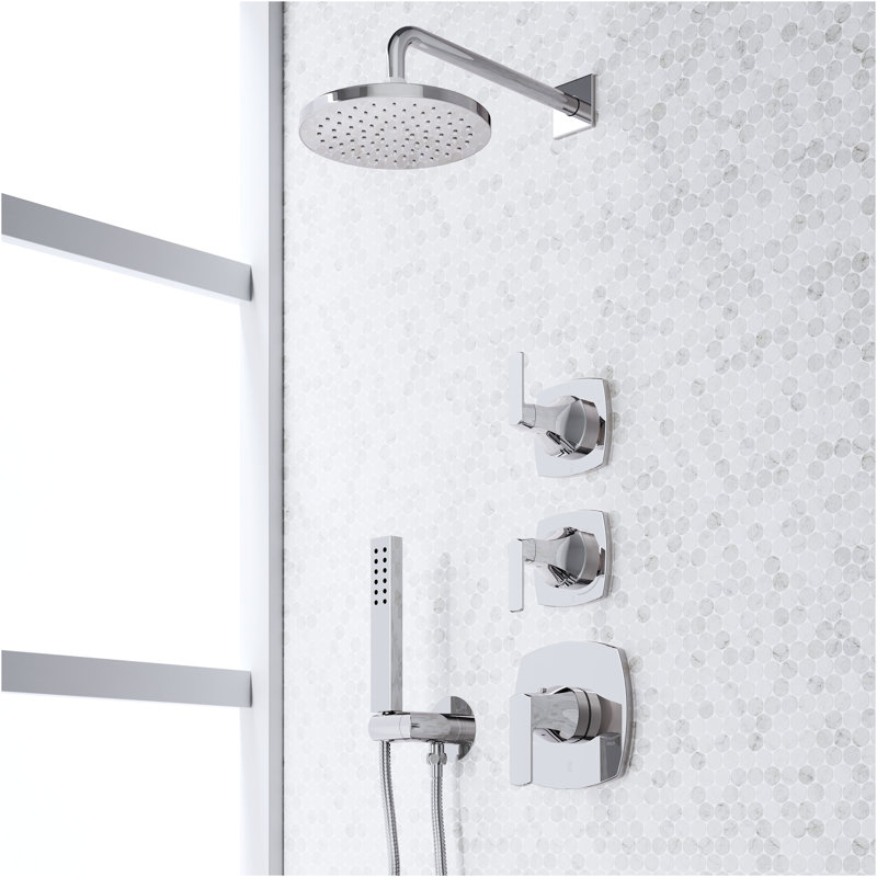 Sefina Thermostatic Shower System with Hand Shower - Chrome, Chrome