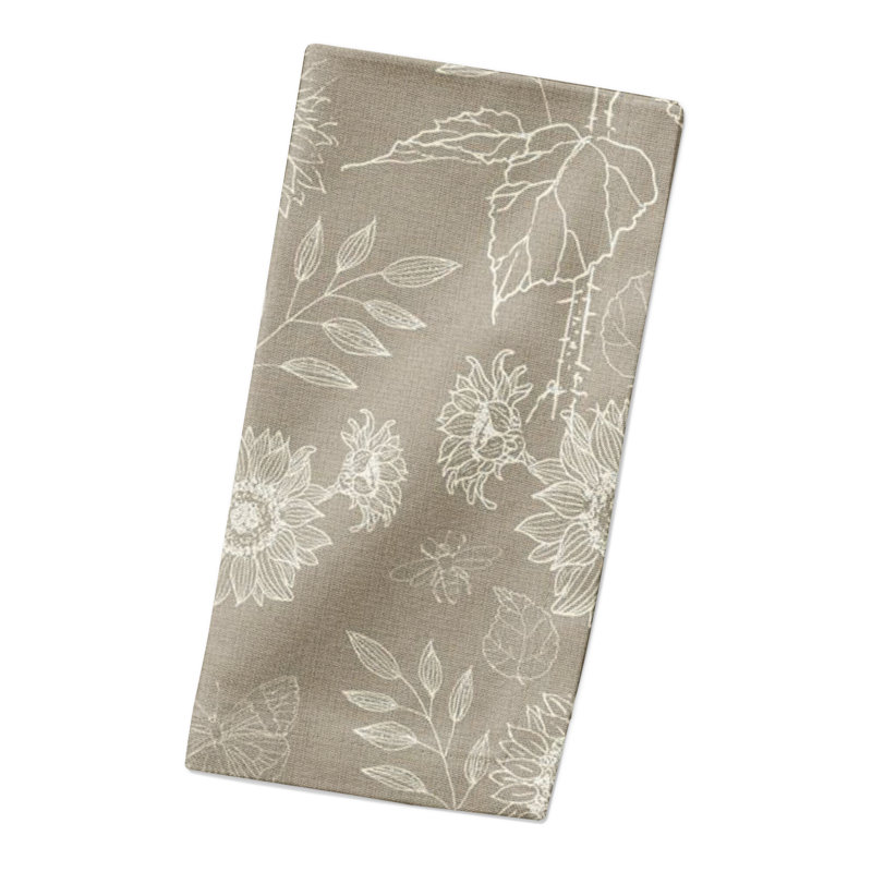 Amrah Cotton Floral Rectangle Napkin, Taupe