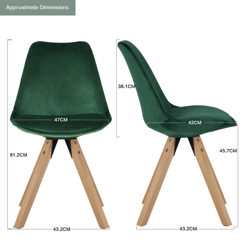 Abeyta 50cm H Velvet Upholstered Side Chair, Green