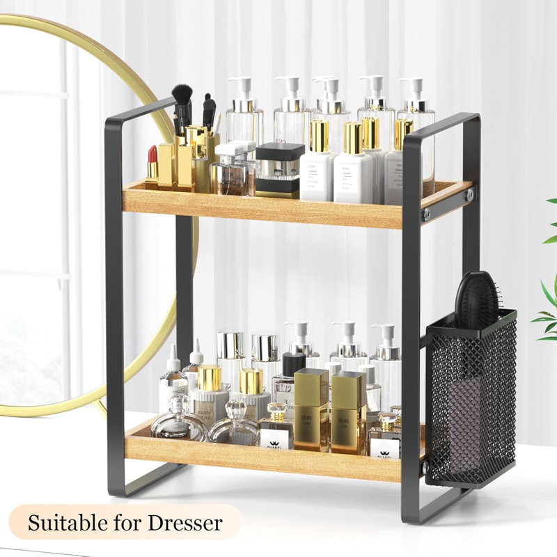 Support de rangement pour salle de bain (avec panier), support de rangement pour soins de la peau de la coiffeuse
