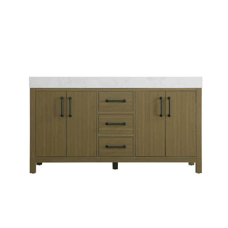 Meuble-lavabo double 60 po_Traditional_VF60660, Brun châtaigne