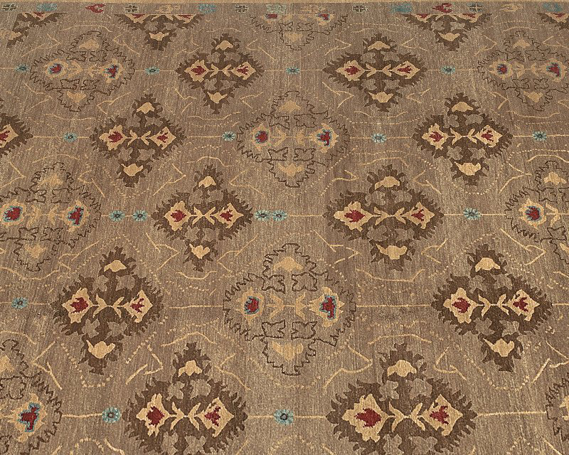 Samkara Wool Oriental Area Rug in Brown/Taupe, Rectangle 12' x 16'