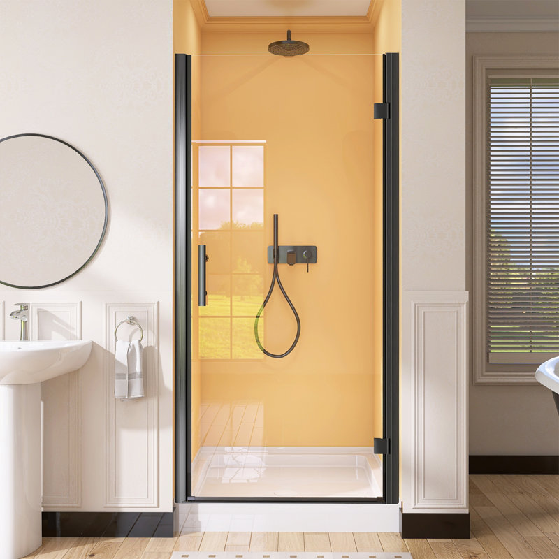 Pivot Shower Doors 34" -35.25" W x 72" H Door Frameless Pivot Swing Shower Door with Tempered Glass, Left Opening