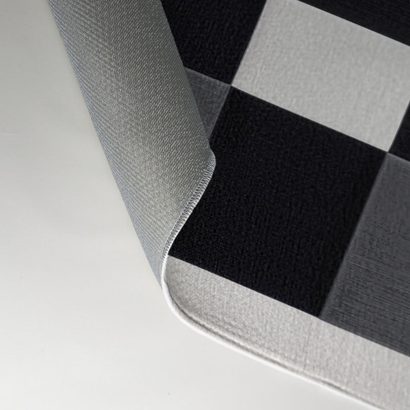 Checkered Gray Indoor and Outdoor Area Rug, Rectangle 3' x 5'