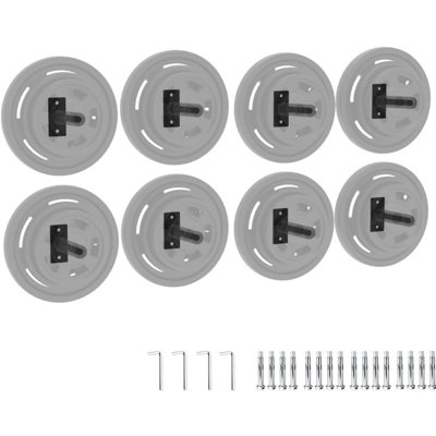 8 Pack Wall Mounted Steel Weight Plate Storage Rack with Rubber Protective Pads, Fits 2 Inch Bumper Plates, Max 300 LB Load Capacity, Complete Mount Hardware for Home Gym Weight Organization