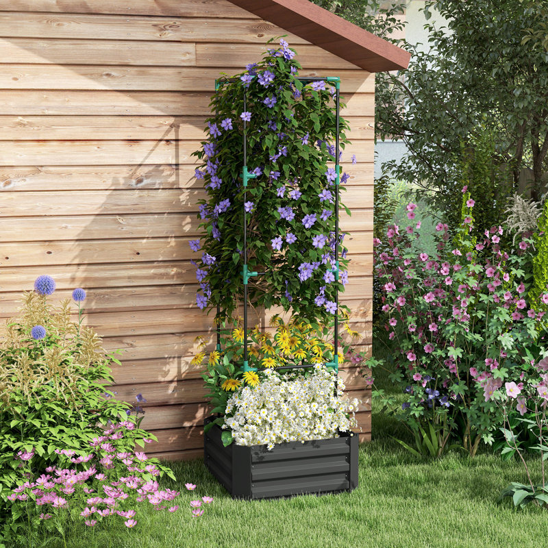 Lit de jardin surélevé galvanisé Outsunny, Gris