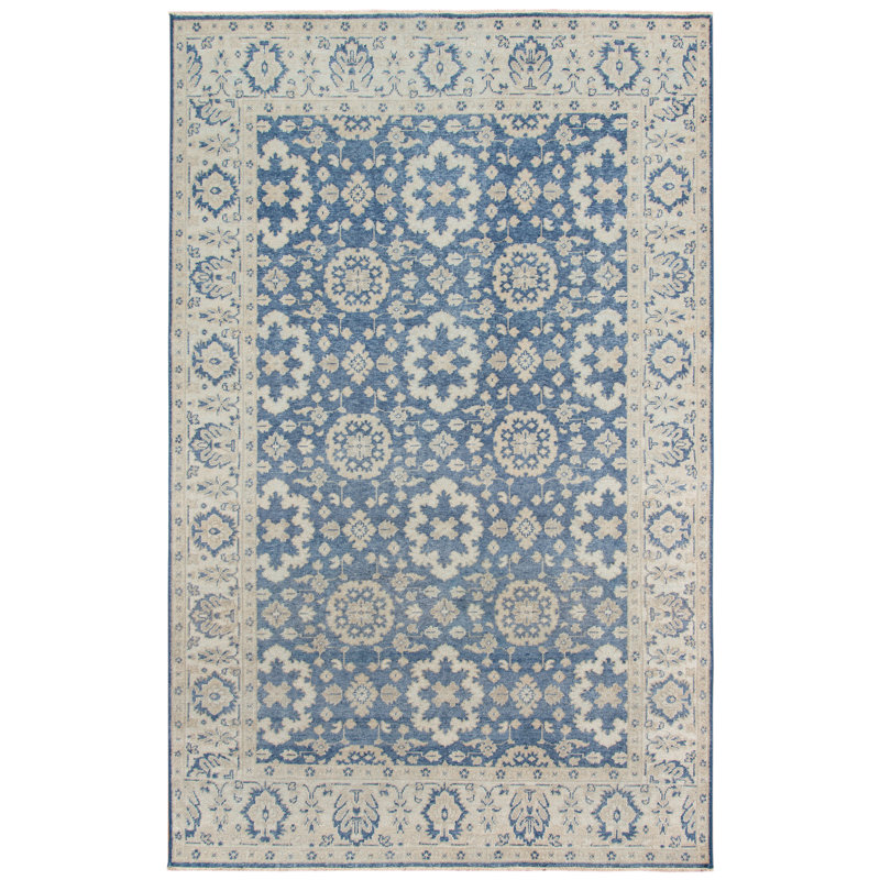 Ainsley Lake Blue Hand-Knotted Wool Blend Area Rug 2'x3'