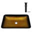 Lavabo de salle de bain vasque rectangulaire en verre jaune 22-1 / 4 po avec bonde escamotable noire