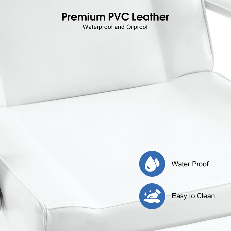 Power Adjustable Reclining Tattoo Spa Massage Chair with Remote, White Faux Leather