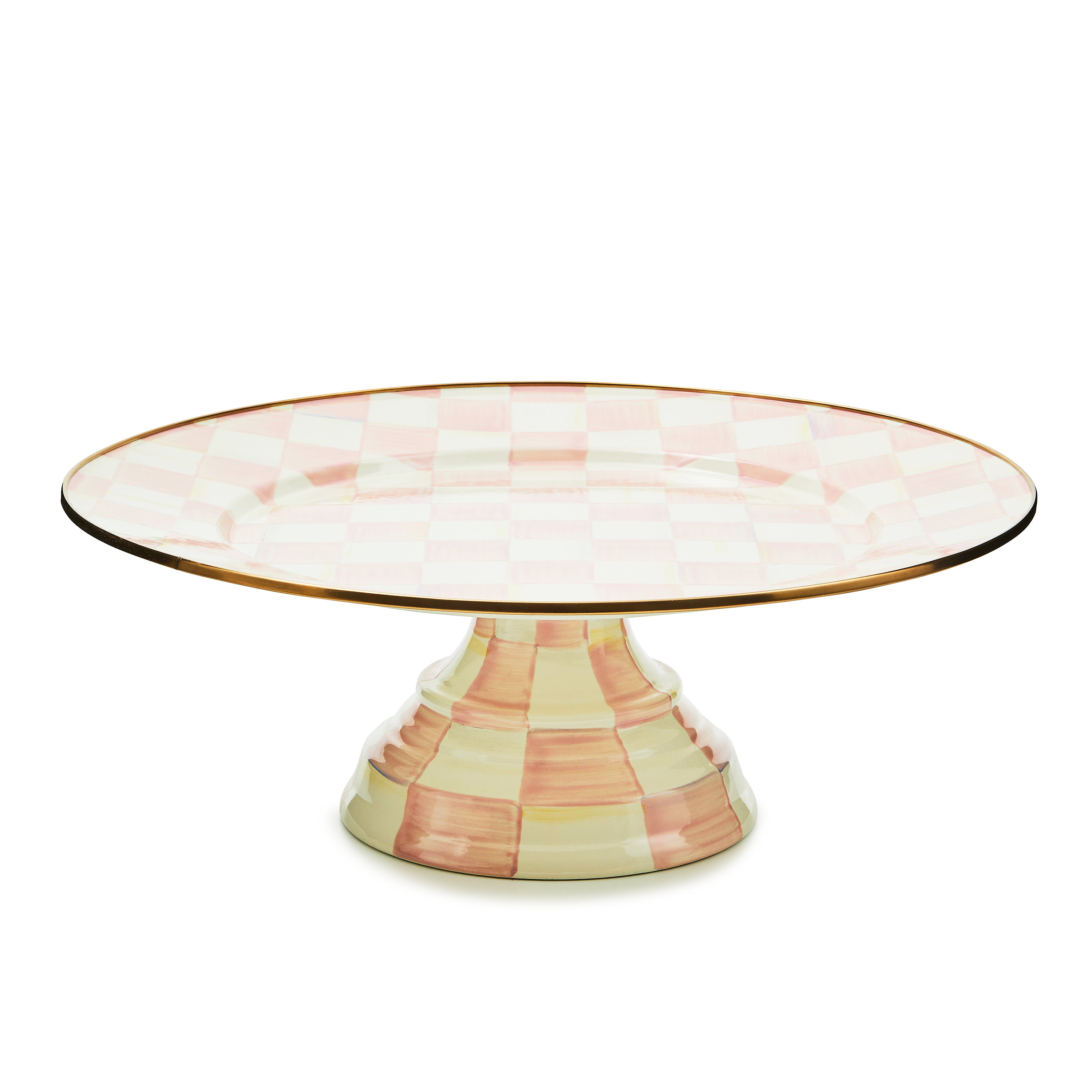 MacKenzie-Childs Rosy Check Large Pedestal Platter | Wayfair