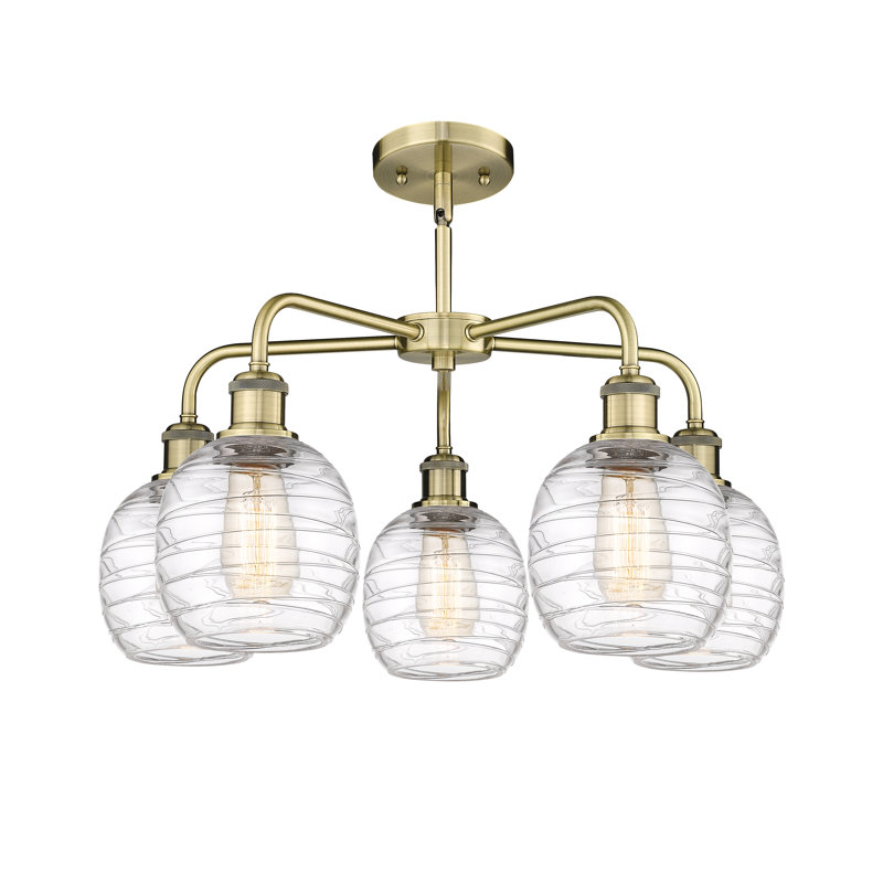 Lustre sphérique à 5 lumières Alve, Laiton antique