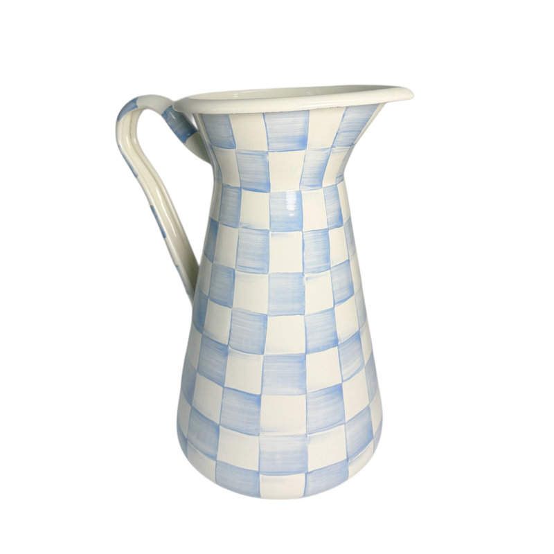 Violet Check Large Practical Pitcher, White/Purple